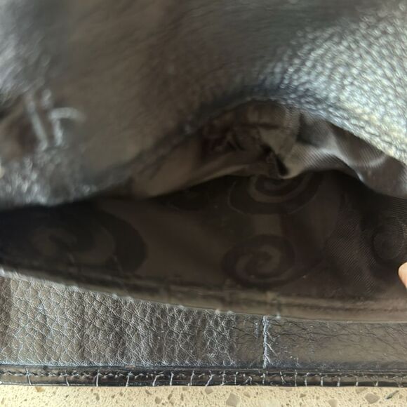 Brighton Small Black Pebbled Leather Croc Crossbody Wallet Detachable Strap EUC - Picture 9 of 12